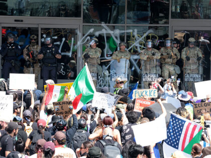 Violent - Los Angeles, CA June 9, 2025 National Guard stood in front of the federal buildi